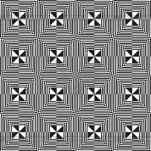 Black and white alternating squares eight ray cut - vector clipart