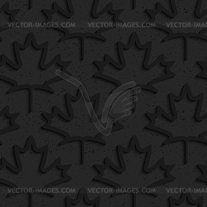 Black textured plastic maple leaves countered - vector clip art