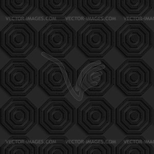 Black textured plastic simple striped hexagons in - vector clipart