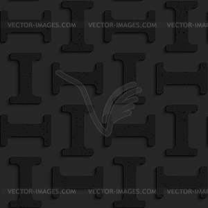 Black textured plastic solid small double T - vector clipart