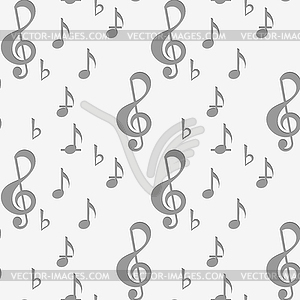 Perforated G clef and music notes - vector image