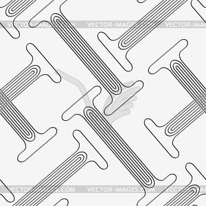 Perforated T shapes with offset - vector clipart