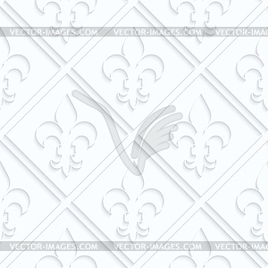 Quilling paper Fleur-de-lis with grid - white & black vector clipart