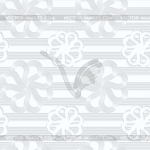 Quilling paper lines and flowers with rim - vector clip art