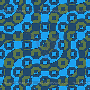 Retro 3D blue green waves and donates - vector image