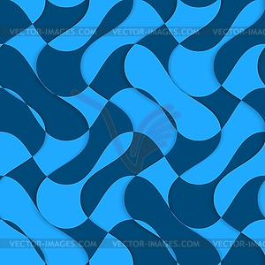 Retro 3D blue overlaying waves - vector clipart