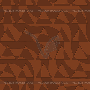 Retro 3D brown waves with cut out triangles - vector image