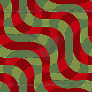Retro 3D green and red intersecting waves - vector clipart