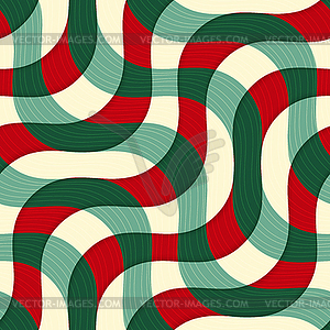 Retro 3D green red yellow overlapping waves with - vector clip art