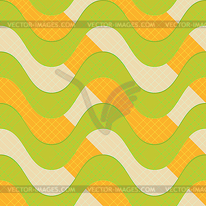 Ретро 3D зеленые волны с оранжевыми полосами - рисунок в векторе