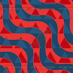 Retro 3D red and blue waves with overlaying - vector image