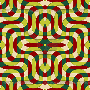 Retro 3D red green and yellow overlapping waves - vector clipart