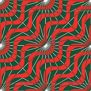 Retro 3D red green waves and rays - vector image