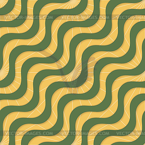 Retro 3D yellow green waves and rays - vector clipart