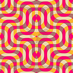 Retro 3D yellow magenta and brown overlapping waves - vector image