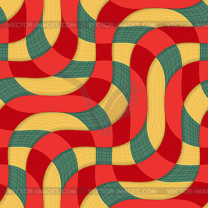 Retro 3D yellow red overlapping waves with texture - vector image