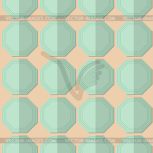 Retro fold light green octagons - vector clipart