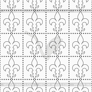 Shades of gray contoured Fleur-de-lis with dots - vector clipart