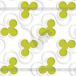 White 3D with colors green clubs - vector clip art