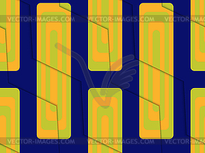 Retro 3D blue green and orange zigzag cut with - vector clip art