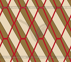 Retro 3D brown and red diamond net - vector clipart