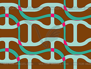 Retro 3D brown wavy with green net - vector clipart