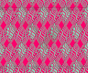 Retro 3D pink and green stripes crossed - vector image