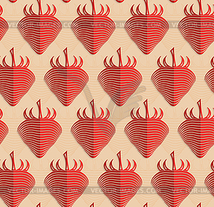 Retro fold red strawberry - vector clipart