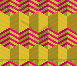 Retro fold striped hexagons touching - vector clip art