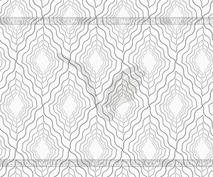 Slim gray hatched wavy diamonds - vector clipart