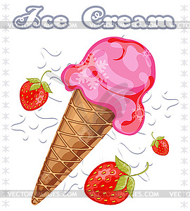 Strawberry ice cream - vector clipart