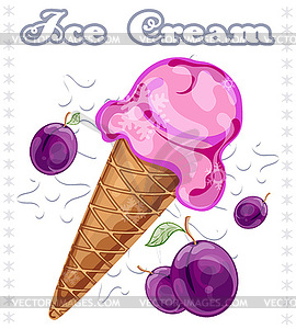 Plum ice cream - vector clipart / vector image