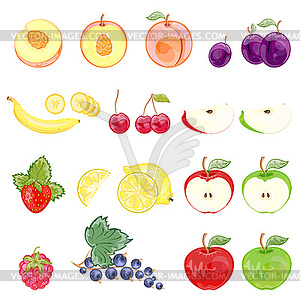 Set of fruits and berries - vector clipart