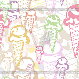 Ice cream seamless background - vector image