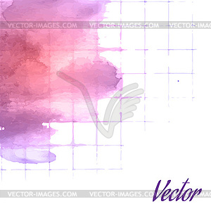 Watercolor spot on checkered paper - vector clip art