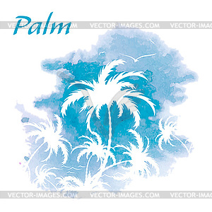Пальмы, акварель фон - графика в векторе