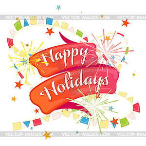 Happy holidays postcard - vector clipart