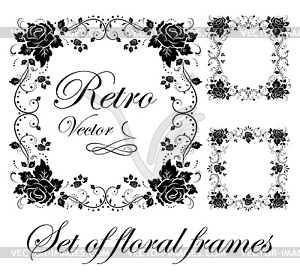 Set of floral frames - vector clipart / vector image