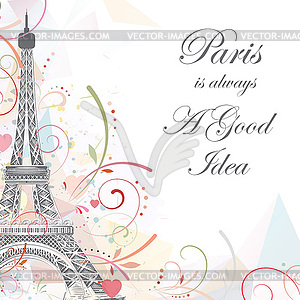 Eiffel tower, romantic background - vector image