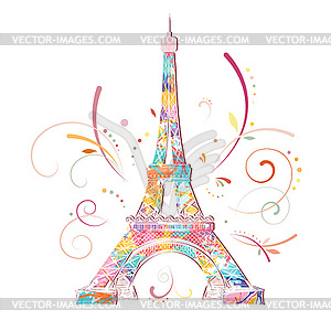 Eiffel tower, romantic background - vector EPS clipart
