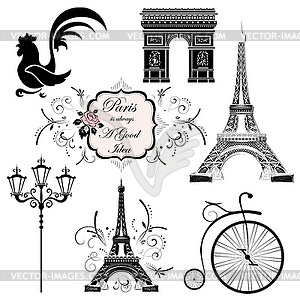 Set on theme of France - vector clipart