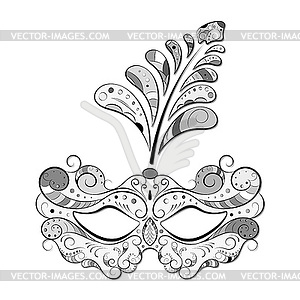 Venetian carnival mask - white & black vector clipart