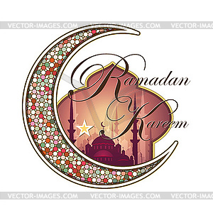 Рамадан Карим Поздравительная открытка - векторный клипарт / векторное изображение