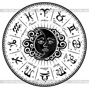 Zodiac signs - white & black vector clipart