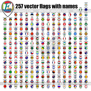 Flags of world, round icons - vector clip art