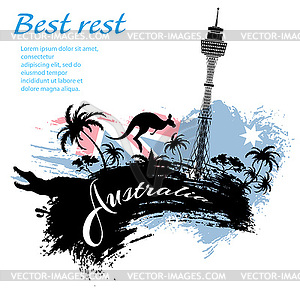 Travel Australia design in grunge style - royalty-free vector clipart