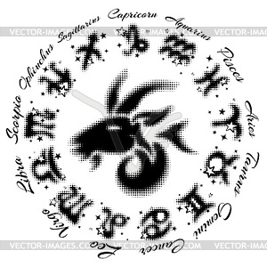 Zodiac sign Capricorn 13 characters - royalty-free vector clipart