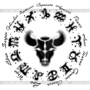 Zodiac sign Taurus 13 characters - vector clipart