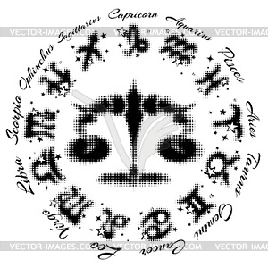 Zodiac sign Libra 13 characters - vector clipart