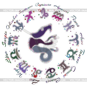 Zodiac sign Ophiuchus 13 characters - vector clip art